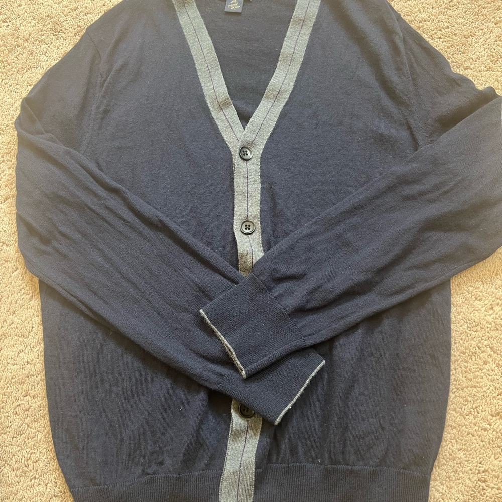 Banana Republic Men's Black and Gray Cardigan